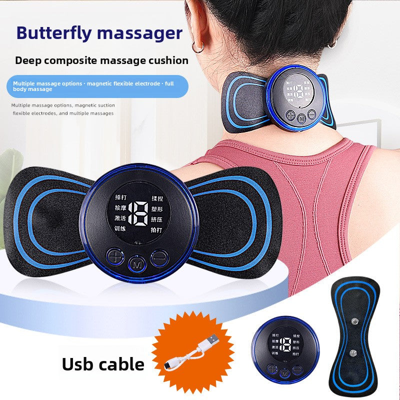 Portable EMS Muscle Stimulation Massager with Gel Pads Lotus Rain