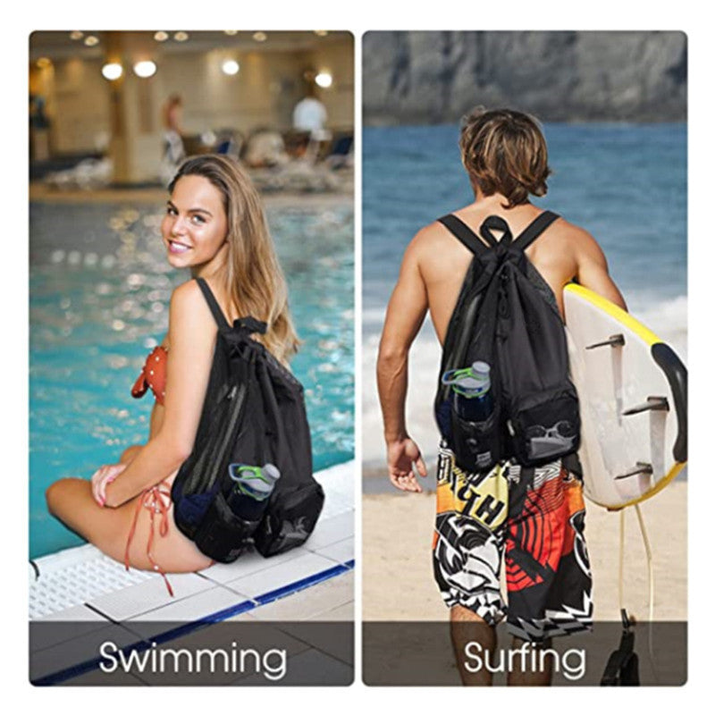Mesh Drawstring Backpack for Swimming and Gym Lotus Rain