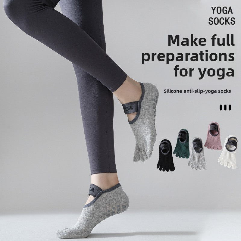 Yoga Socks with Separate Toes Lotus Rain