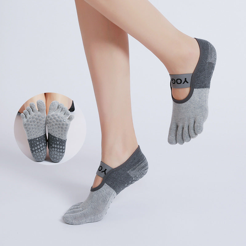 Yoga Socks with Separate Toes Lotus Rain