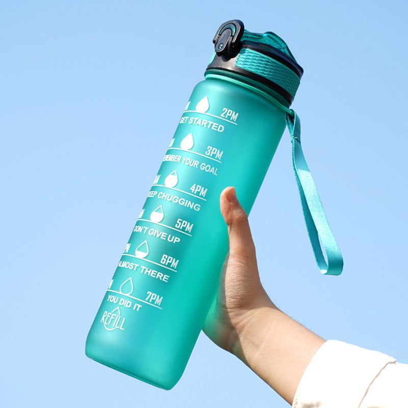 Gradient Water Bottle with Straw and Carry Strap Lotus Rain